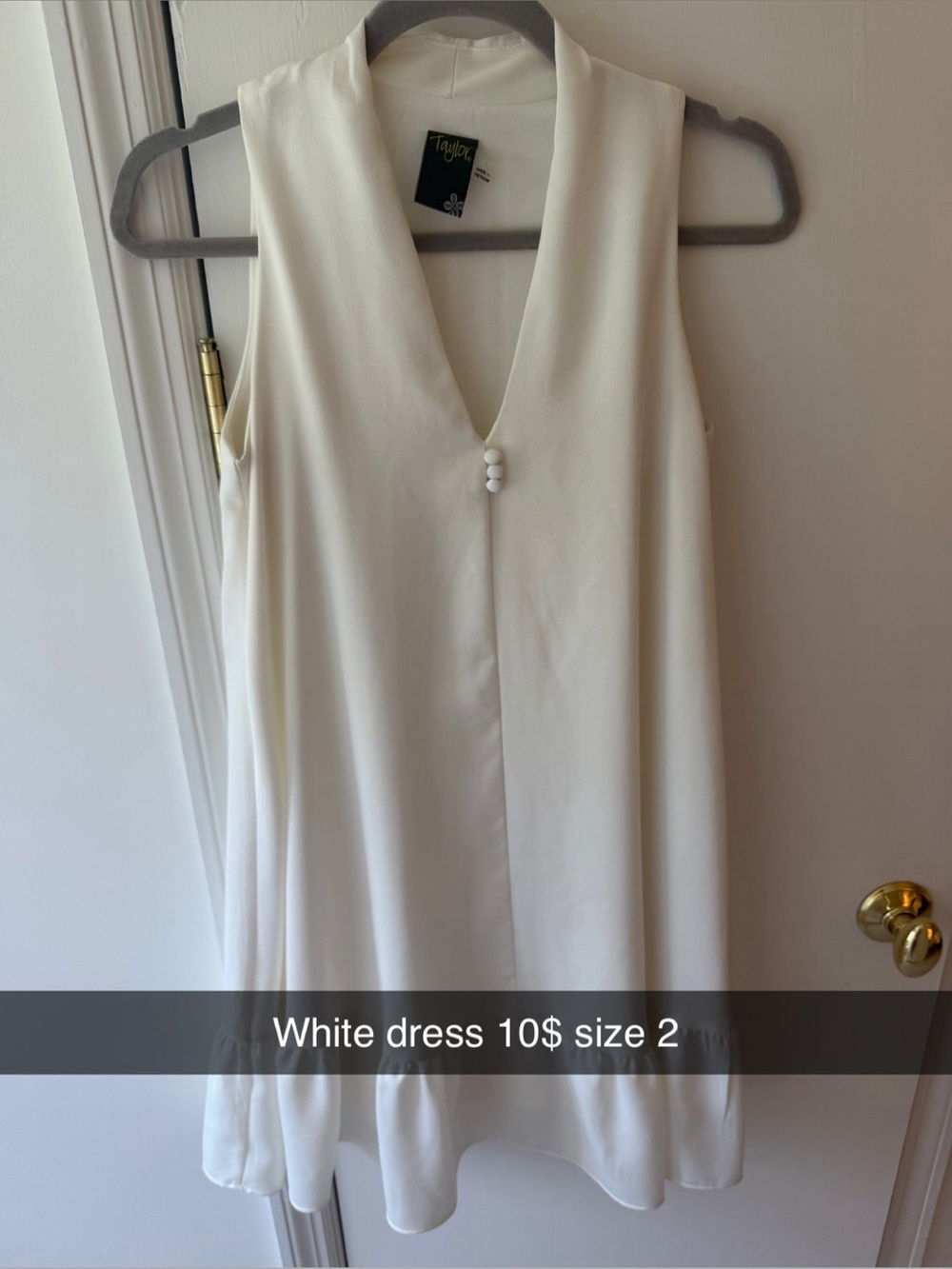 Taylor Cream Sleeveless V-Neck Mini Dress